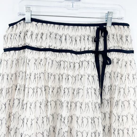 David Meister Ivory Silk Skirt Abstract Dancer Print Lined A Line Womens Size 10 - Picture 4 of 11